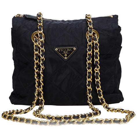 prada black quilted nylon chain strap shoulder bag|nylon prada duet shoulder bag.